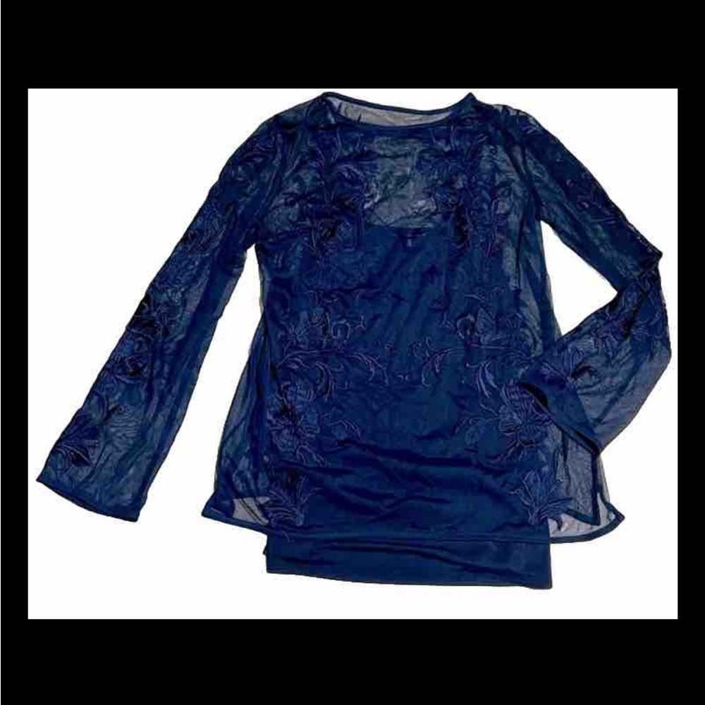 WHBM Blue Layered Blouse Size M